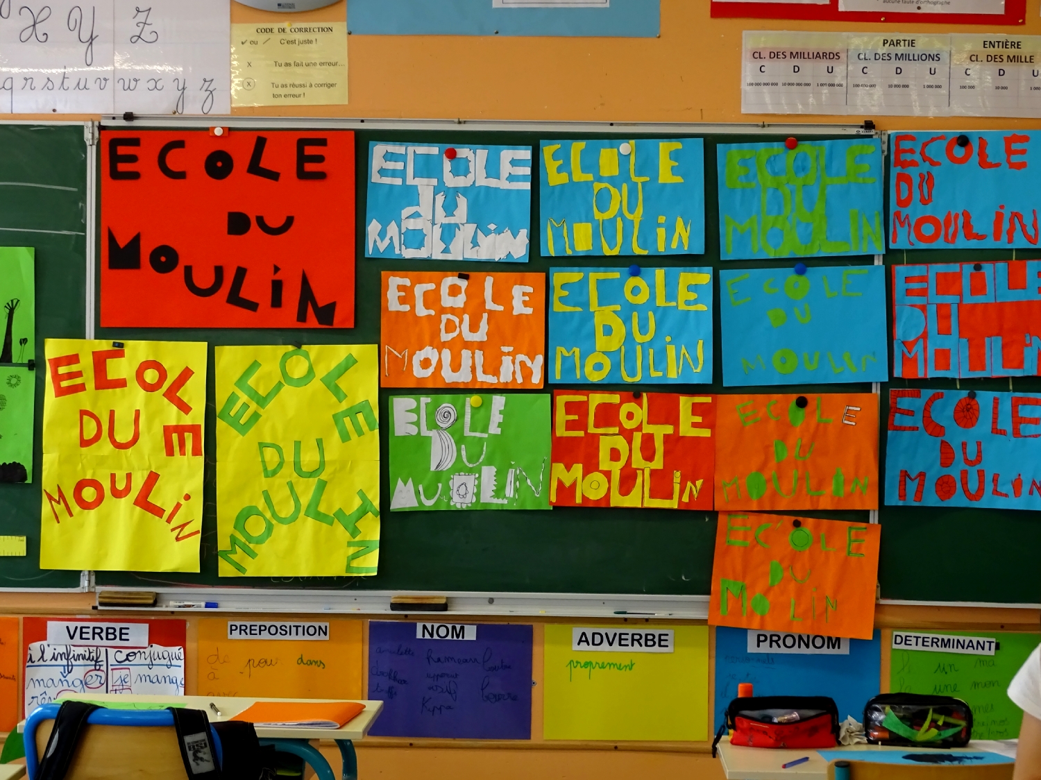 Etapes de création du logo de l'école du Moulin à Saint-Uniac; Photo : Marine Bouilloud