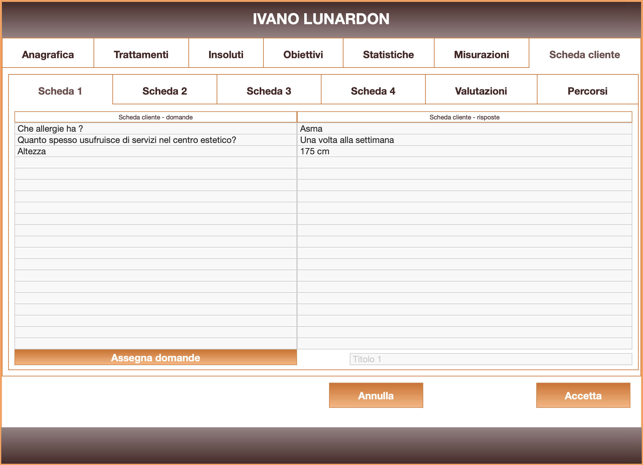 Scheda cliente per gestionale centri estetici e parrucchieri - smartJOB