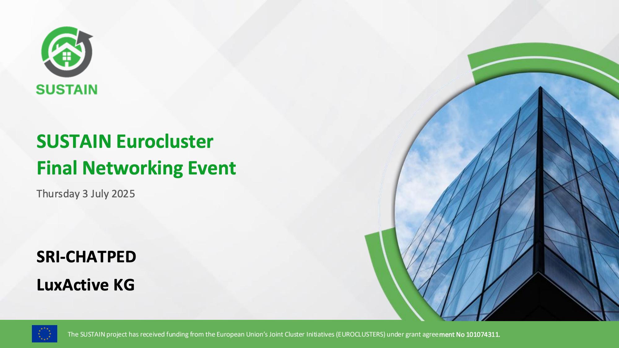 SUSTAIN Eurocluster's final event in Barcelona where LuxActive presented SRI-CHATPED