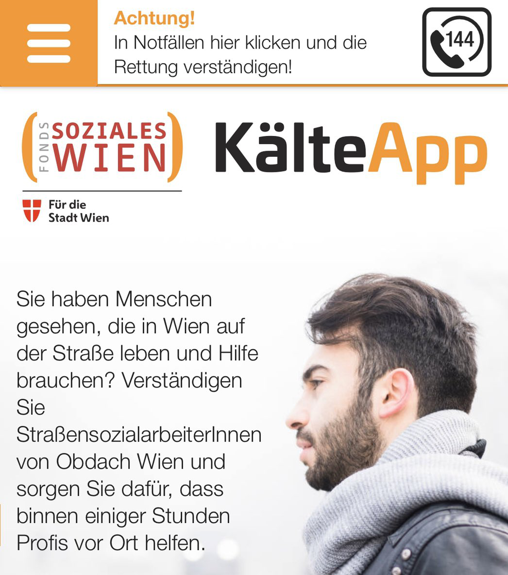 LuxActive KG took over the implementation of the Kälte-App for Fonds Soziales Wien (FSW, Vienna Social Fund