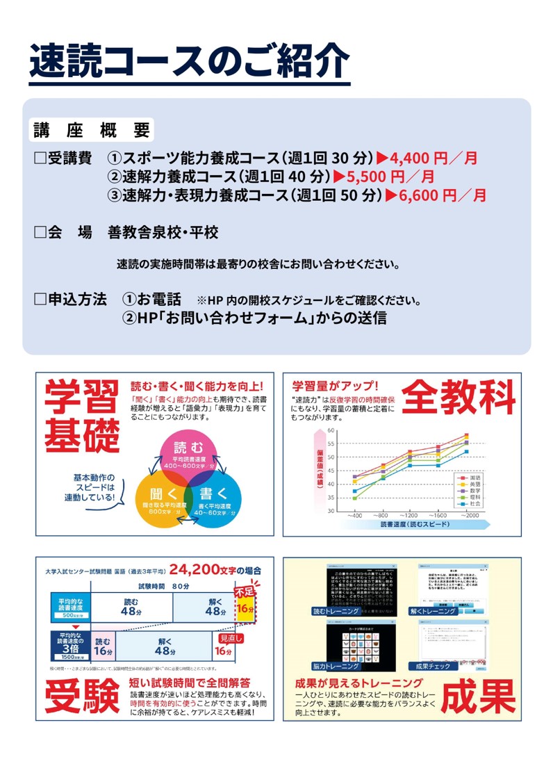 速読 善教舎 総合学習指導塾 福島県いわき市
