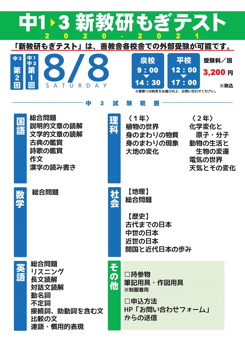 新教研もぎテスト,高校受験模試