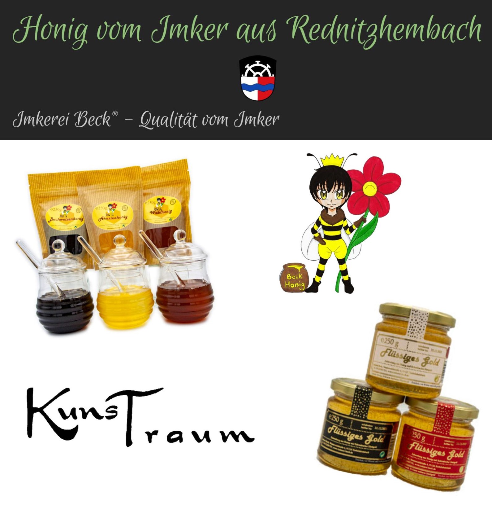 Wir bieten ihnen vor Ort regionalen Honig von fleißigen Bienchen und natürlich Thomas Beck aus Rednitzhembach.