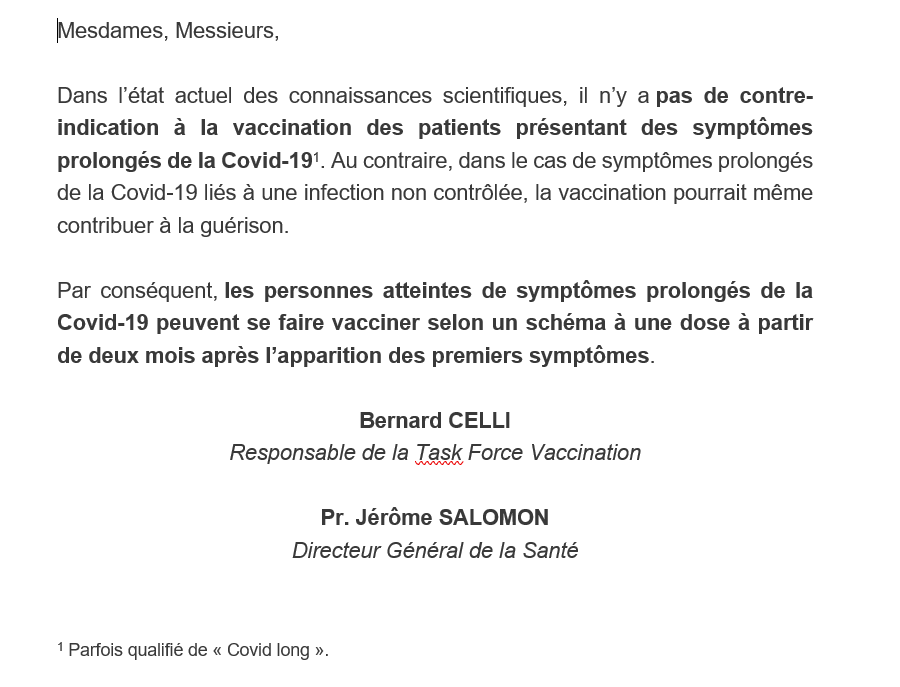 L'UPGCS demande un protocole d'accompagnement pour la vaccination des Covid longs !