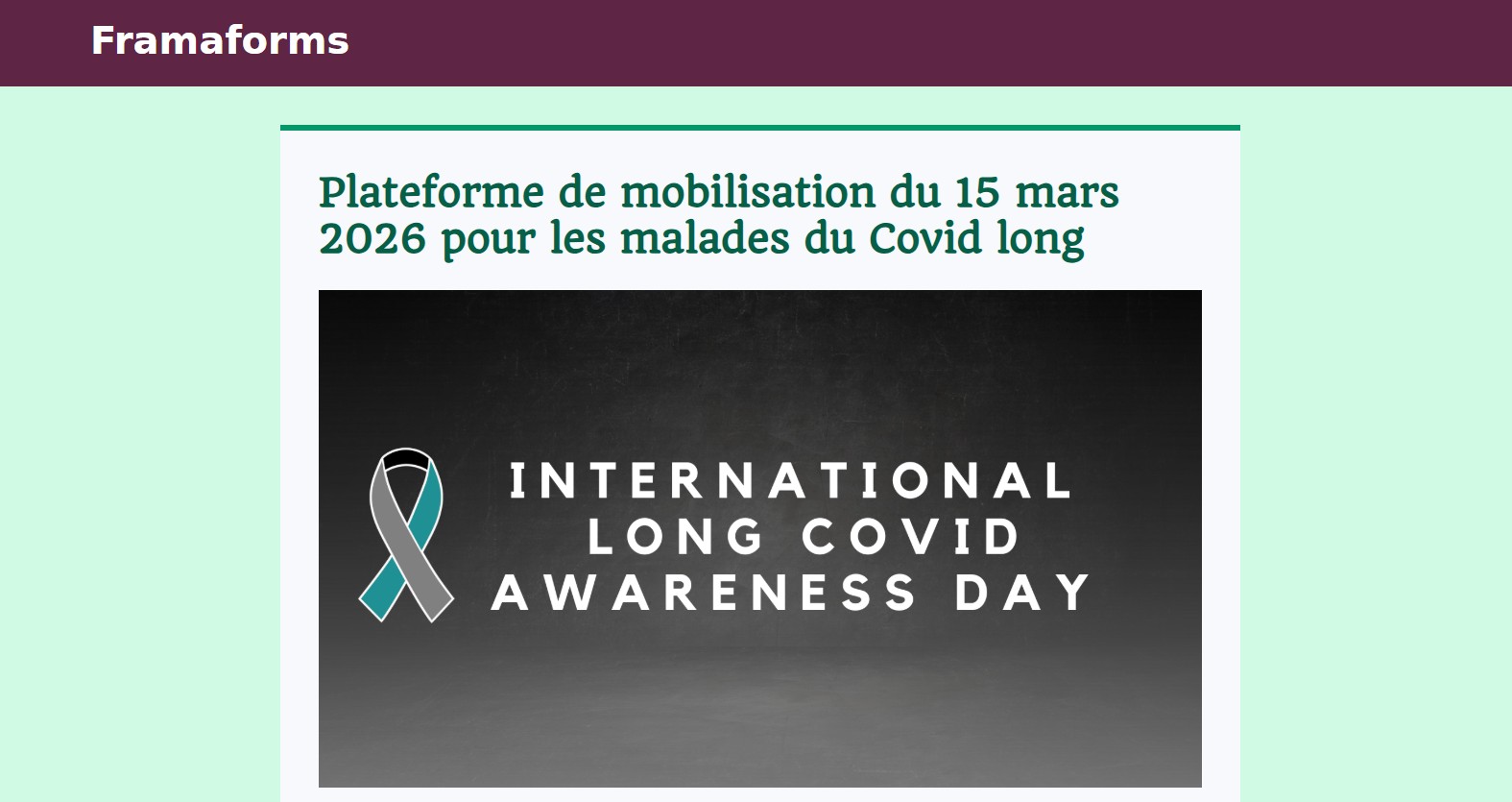 Mobilisation du 15 mars 2026, covidlong awareness