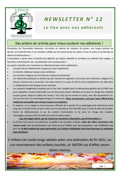 La newsletter d'octobre, des actions en faveur des usagers