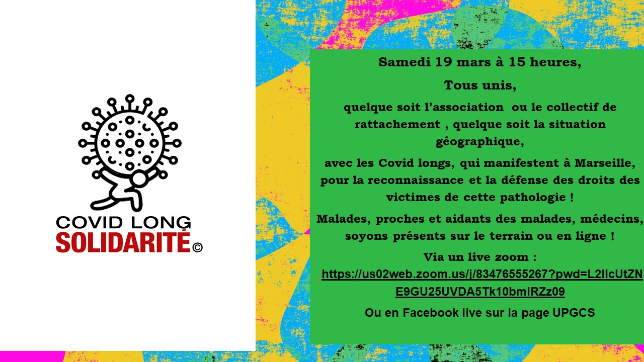 Manifestation Solidaire Covid longs  ce samedi 19 mars 15 heures