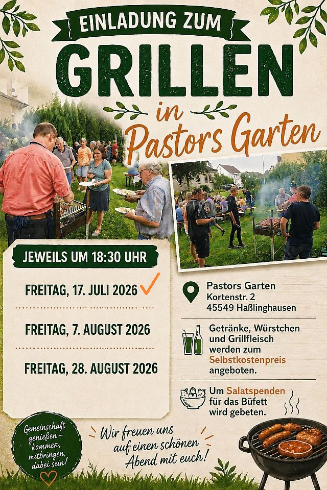 Grillen in Pastors Garten 2026
