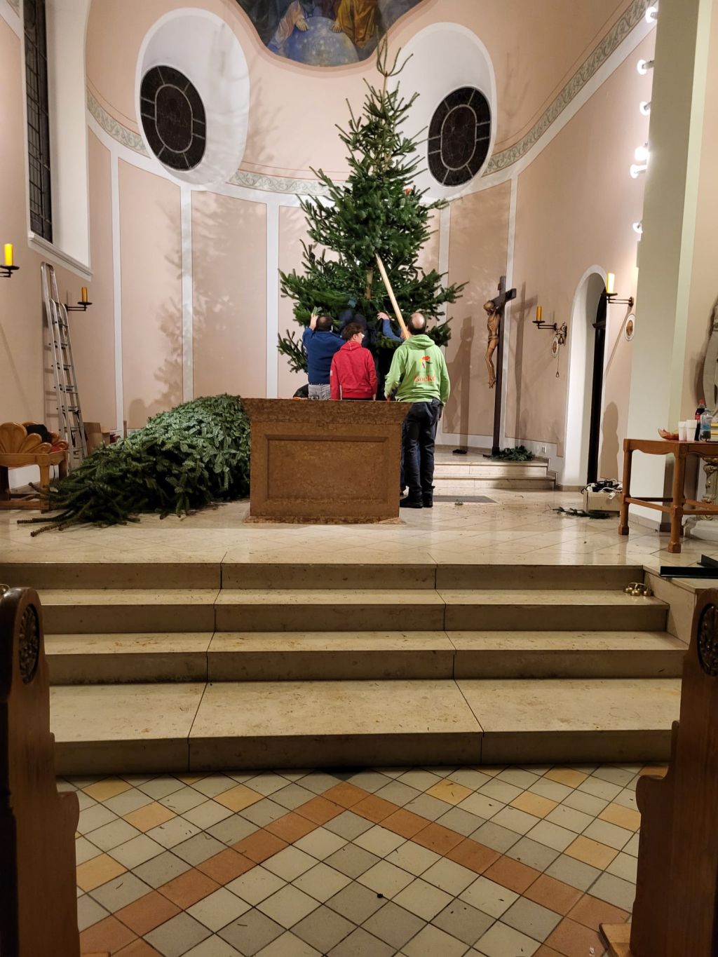 Weihnachtsbaum ist aufgestellt