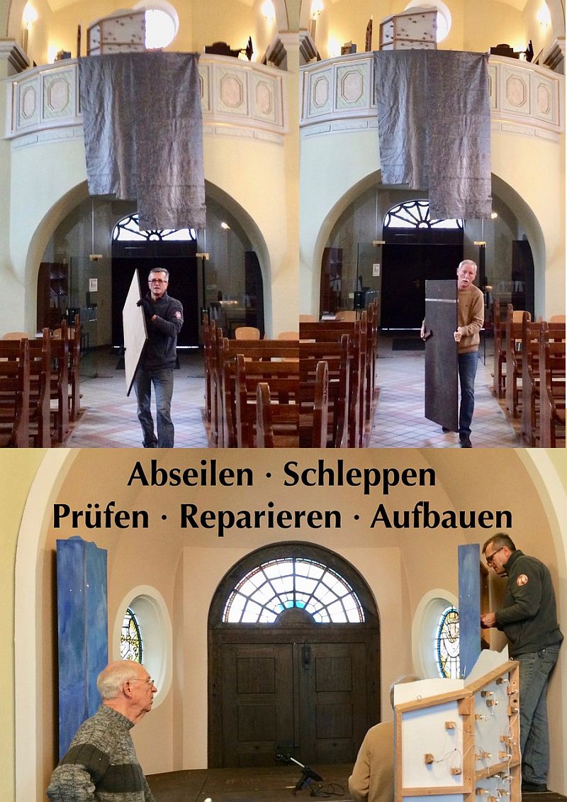 Weihnachtskrippe wird aufgebaut