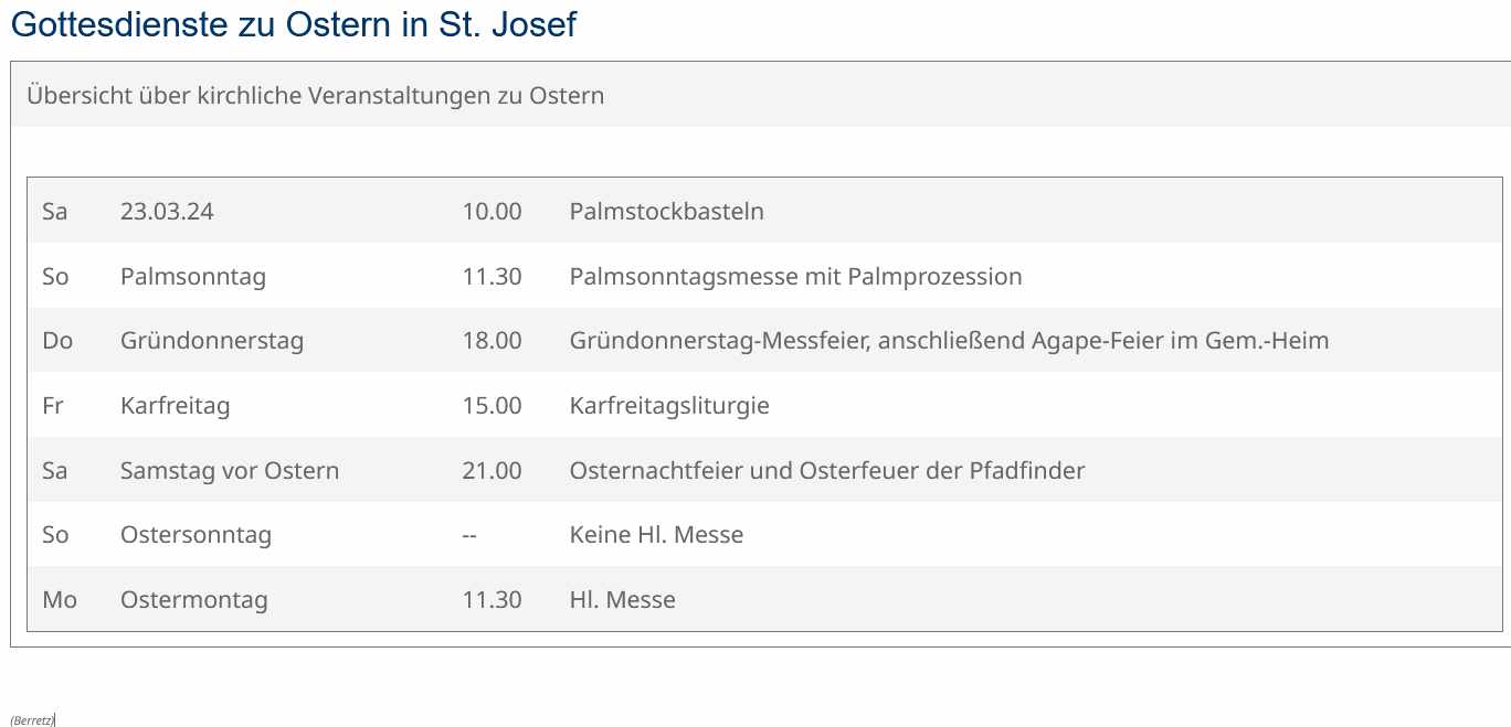 Gottesdienste zu Ostern in St. Josef