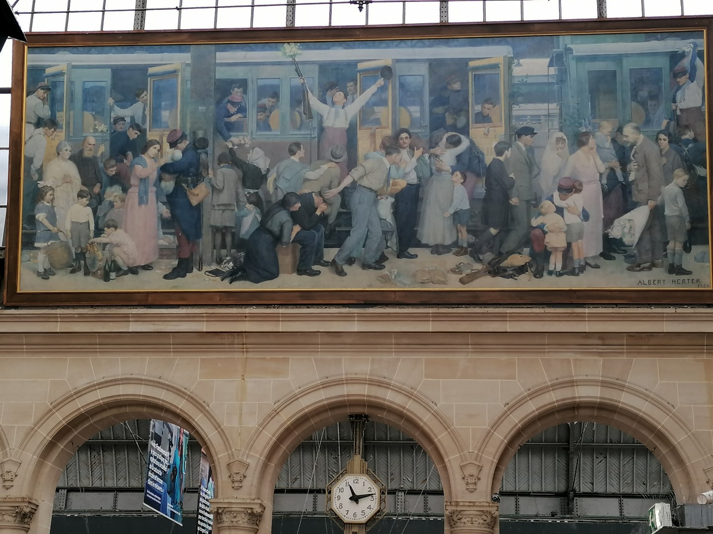 Le tableau « Départ des Poilus en août 1914 », œuvre du peintre américain Albert Herter