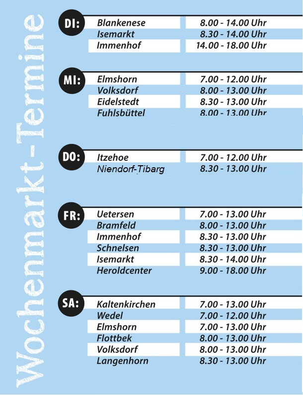 Wochenmarktübersicht Kruses Hofmilch