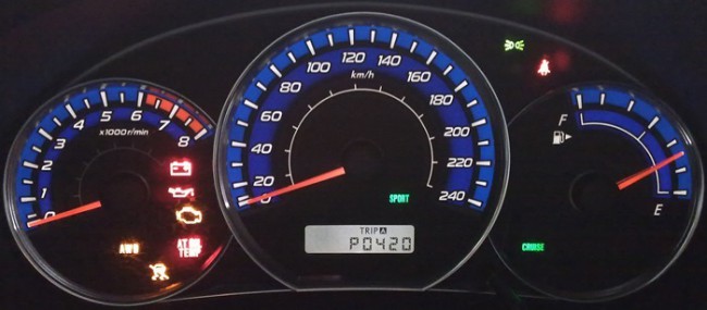 Inspired on the dashboard light Check Engine (marked in orange) indicates the appearance of faults in the Mitsubishi car