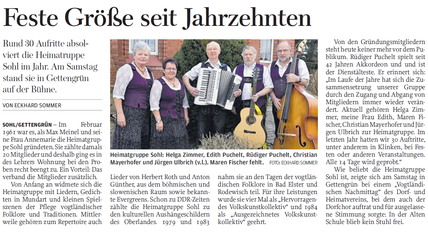 Freie Presse berichtet Gettengrün Freie Presse berichtet Gettengrün