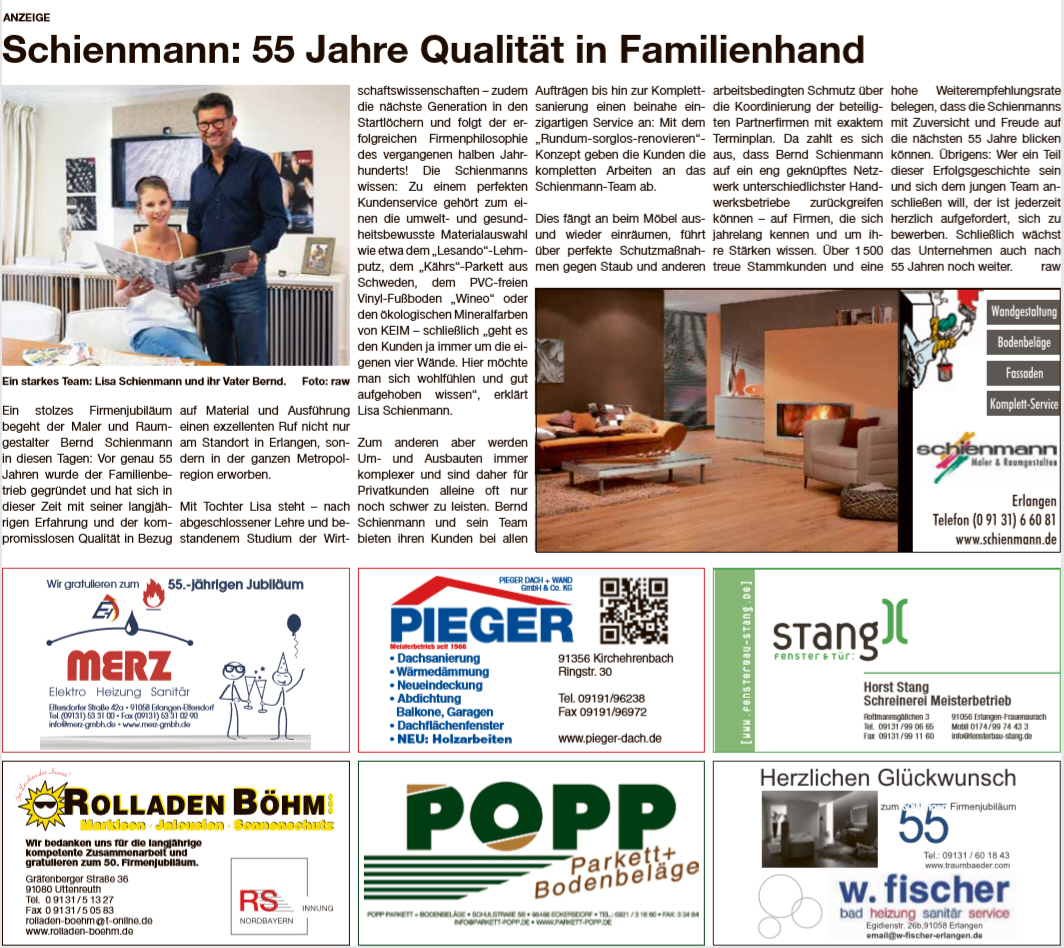 Wir feiern 55 Jahre Firma Schienmann