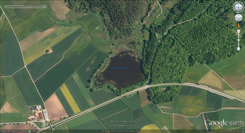 Der Unterhölzer Weiher (Quelle:Google Earth)