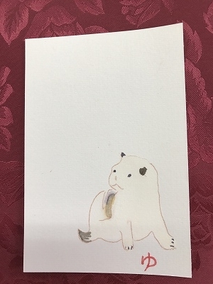 1枚1枚本当に可愛い年賀はがきが出来ました(^^♪ この日のお茶は「ブルーベリー茶」でしたが大変好評でした💛千葉さんのピーナッツクッキーもグ~(^^♪