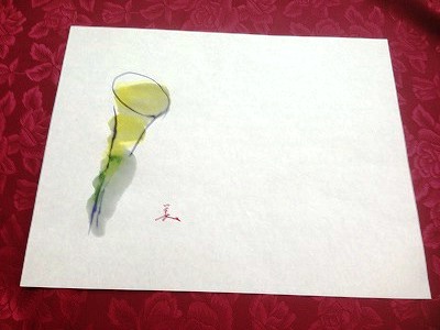 一人4枚という課題ですが・・・・(*^-^*) こちらもお花が大好きなEさんの作品。「カラー」我が家に咲いてます(^^♪