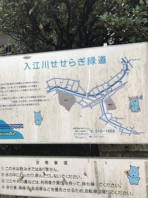 住宅街に沿って流れている入江川・・・・素敵な緑道が4km続いているそうです。