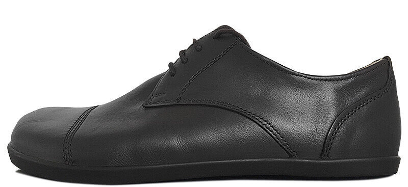 Senmotic Barfußschuh als Businessschuh aus braunem Rindsleder mit braunen Senkeln und schwarzer Sohle