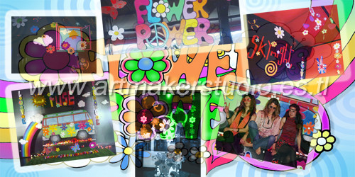 FIESTA FLOWER POWER escenografía y elementos de decoración