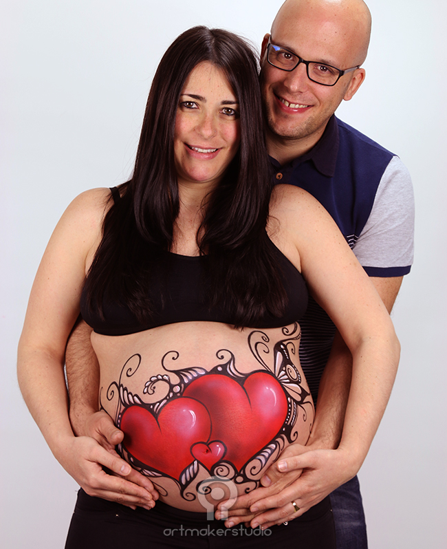 Tres corazones Belly Painting Madrid