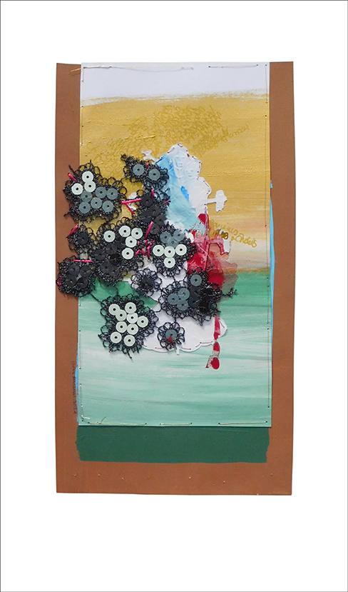 aus der Serie „die weinende Mutter“, 2021, Technik: Papierarbeit, Collage, Stickerei, Größe: 42 cm x 32 cm