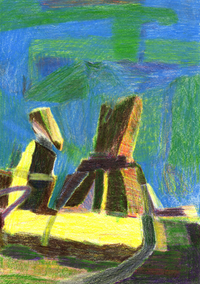 Regale des sozialen Supermarktes_30x21cm_Polychromos auf Papier_2018