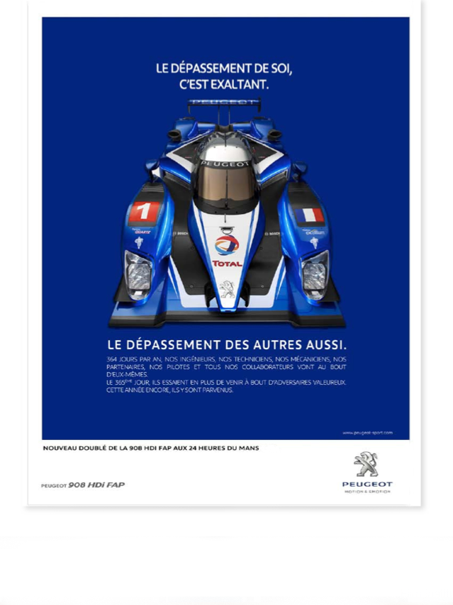 Campagne presse institutionnelle Peugeot 24h du Mans