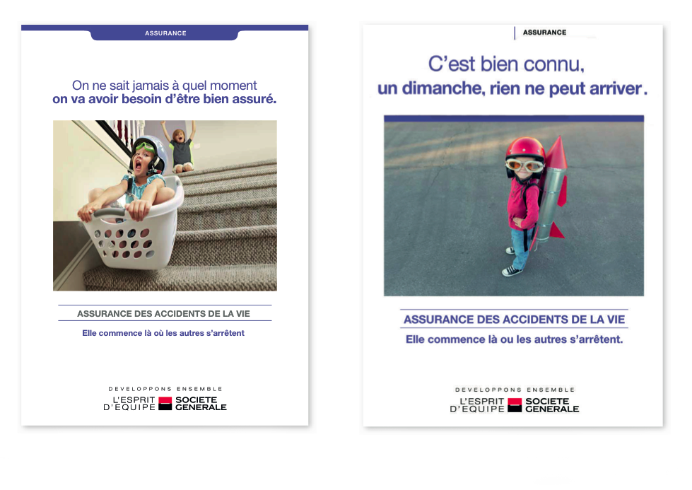 Campagnes agences Société Générale assurances - key visuals et rédaction