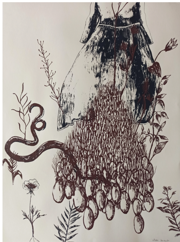 Estelle LACOMBE, "Déesse Mère", Sérigraphie deux couleurs, 50 cm x 70 cm,130€
