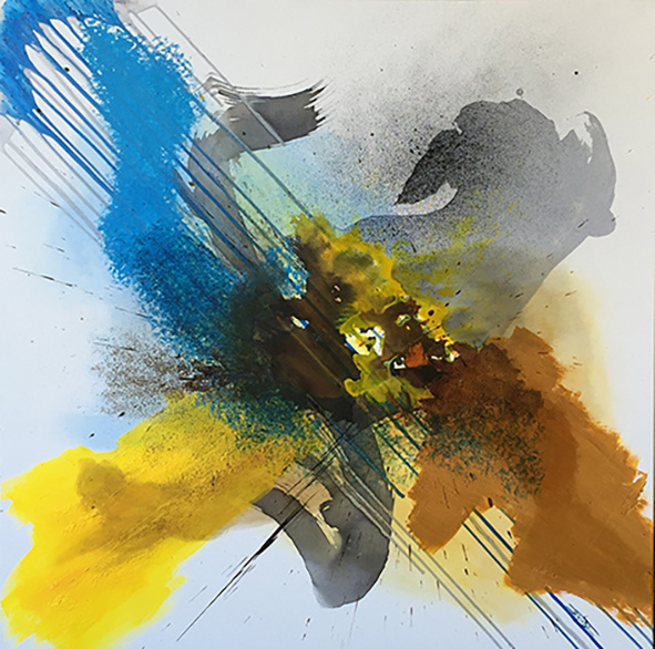 Claudie BASTIDE, " Envolée 30",  Technique Mixte sur toile, 80X80 cm,1400€