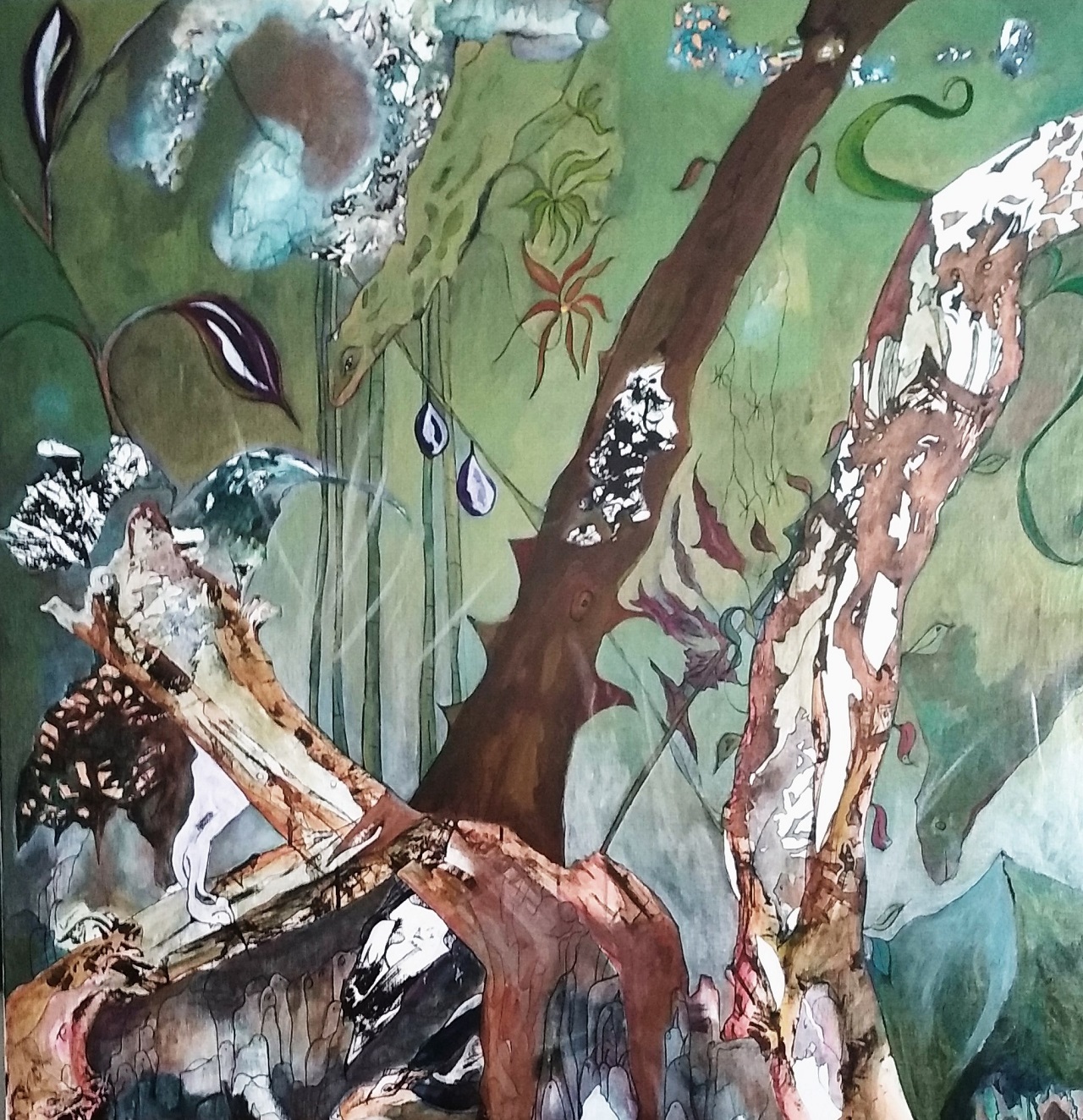 DIKA'S,"Le corbeau bleu", Acrylique et encre de chine, 100X100 cm, 2500€