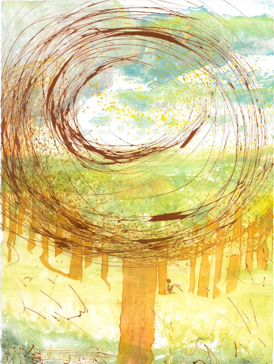 Caroline ROCHETTE, "Arbres remarquables EU4, Eau forte-collagravure, 76X56 cm, 600 €
