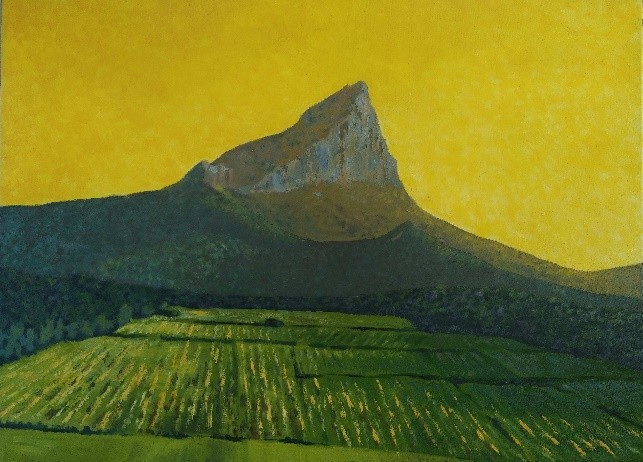 Philippe JOBARD, "Pic St Loup au ciel jaune", Huile sur toile, 100 cm x 73 cm, 1 200 €