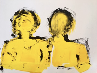 Béatrice WOLFF, "Dialogue", Encre, aquarelle, 50x65 cm, 2019