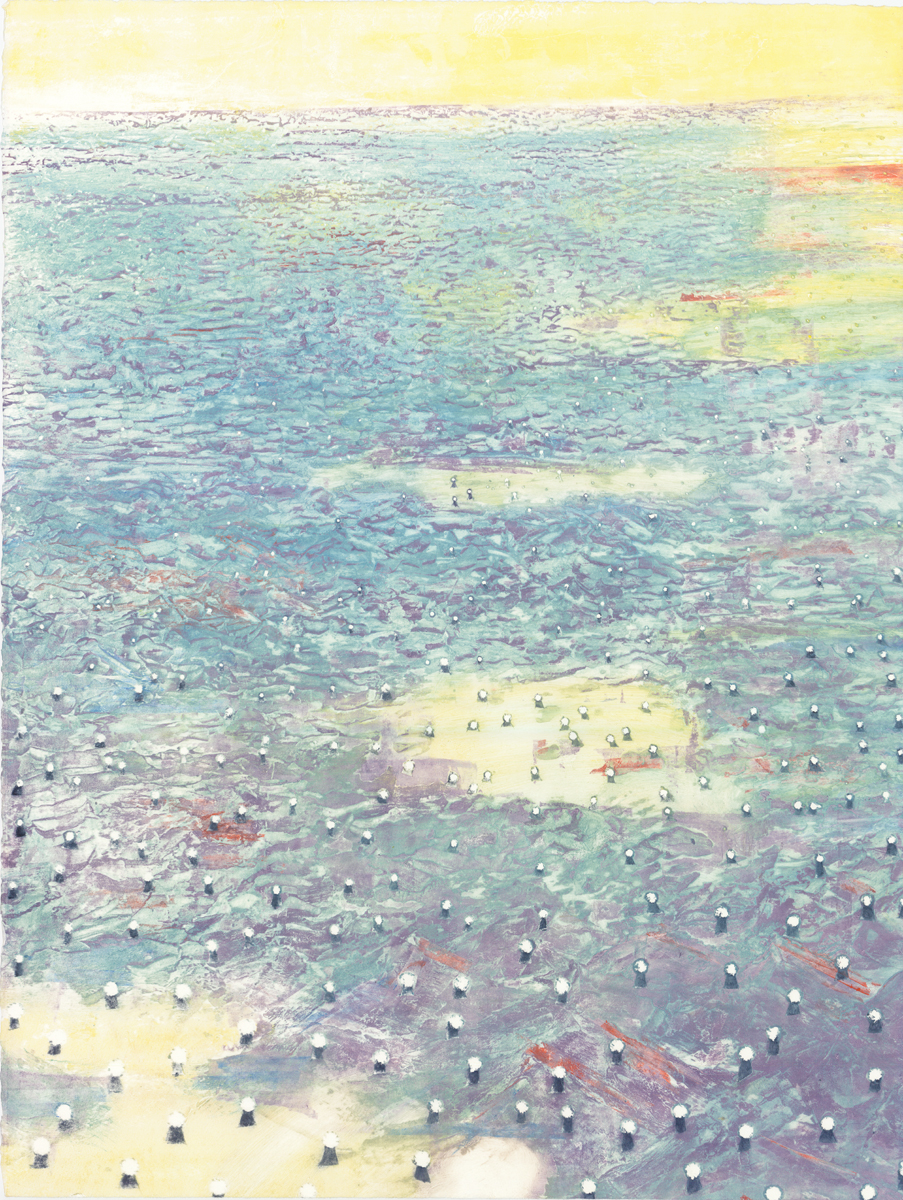 Caroline ROCHETTE, "Dns l'eau-ciel C5", Eau forte-collagravure, 76X56 cm, 350 €