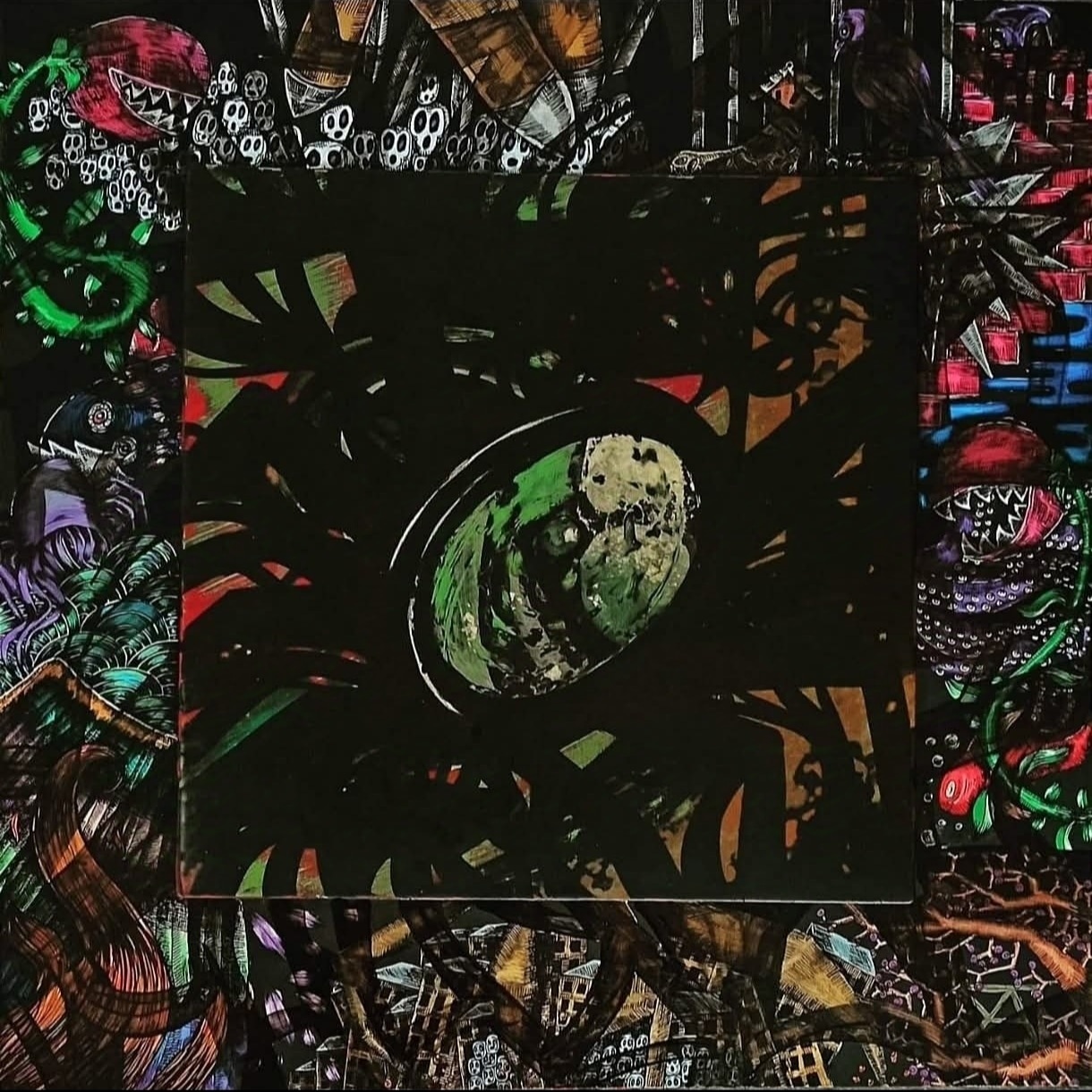 Aurélia GRITTE, "Lizziz", Peinture sur bois, incrustations métallisées aux feuilles d’argent, de cuivre et paillettes. Pigments naturels et vernis gras, 60 cm x 60 cm, 700 € 