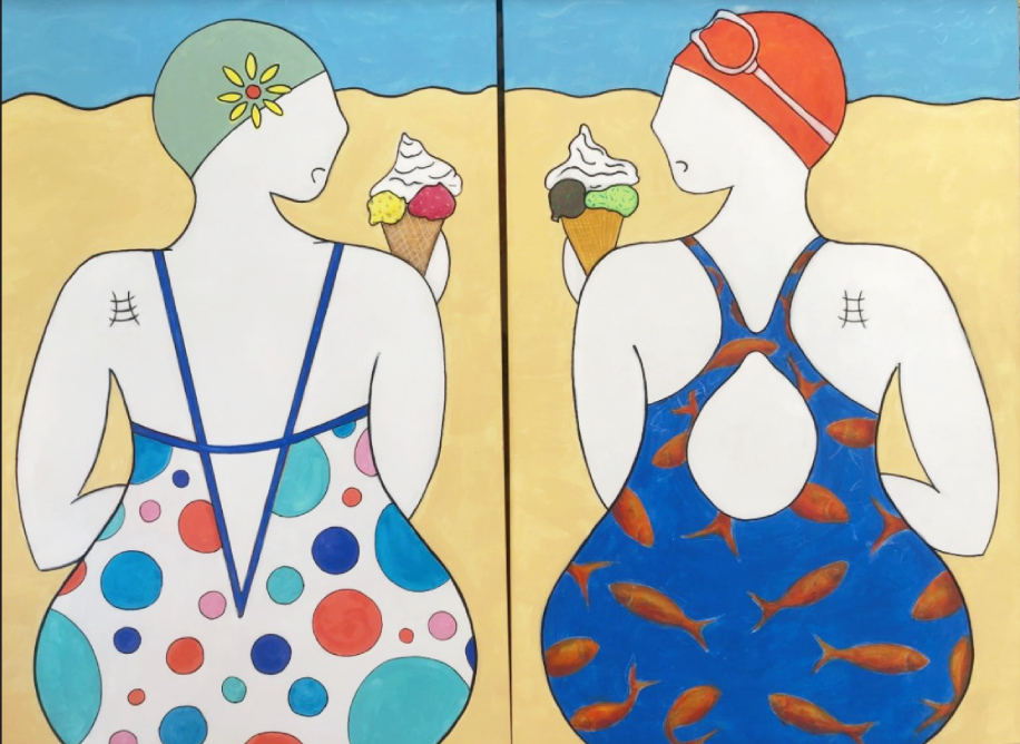 Lætitia GAVINI, "Big Pin'Up, Summer Delights", Diptyque 2X 60/90 cm, peinture acrylique, 1.600 €