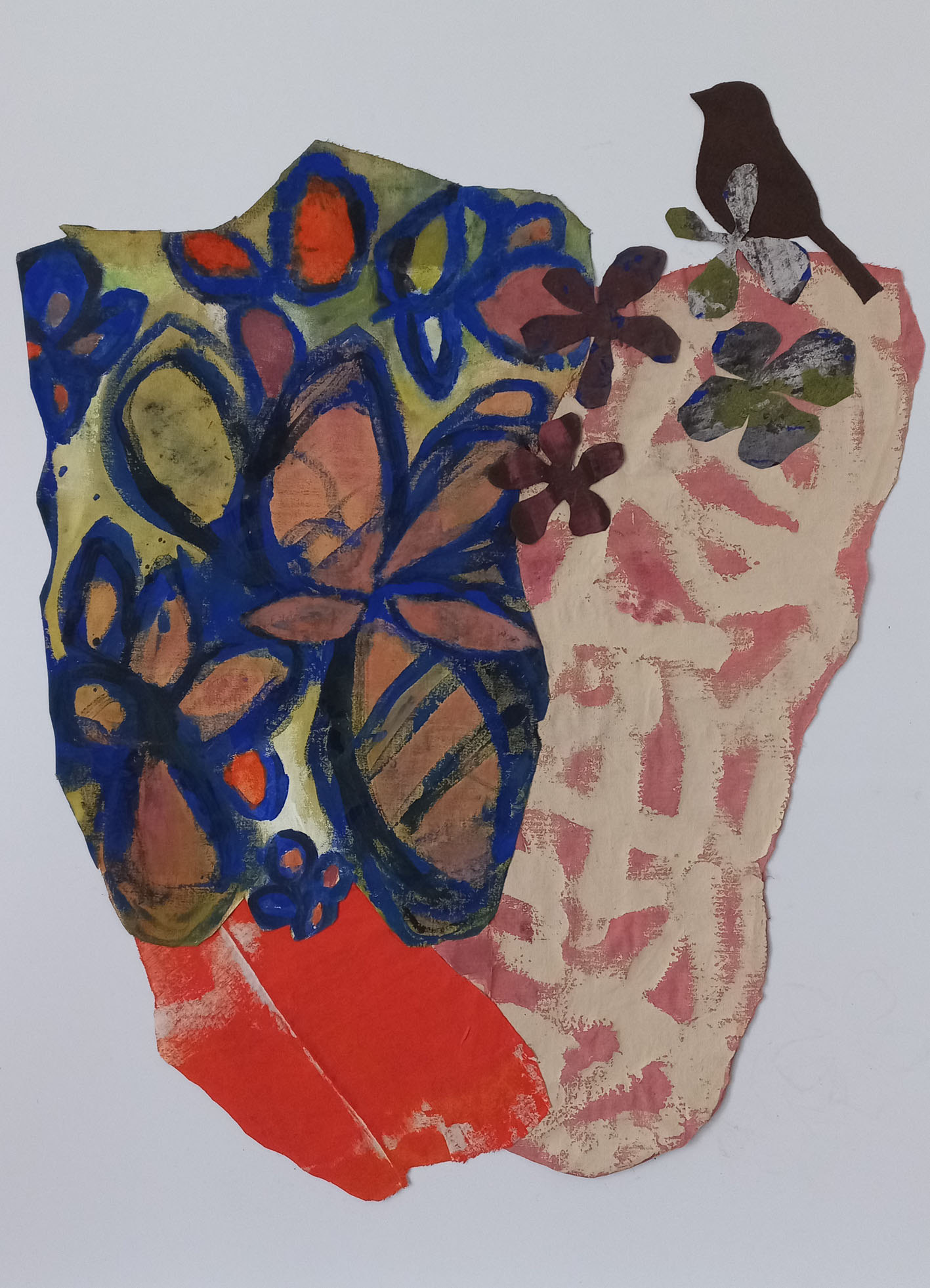 Béatrice Gay, "la vie des jardins", Collage tissus, 65X54 cm, 450 €