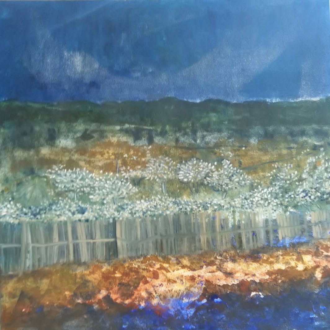 RIO Véronique,"Bleu nuit", Technique mixte, 100*100, 900€