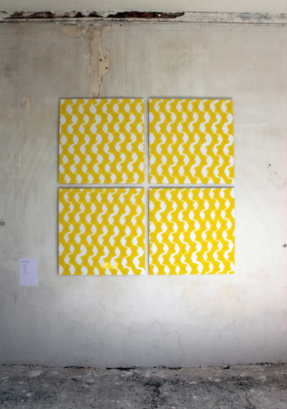 "Rythme jaune, dit Soleil", 2013. Quadriptyque dim. 186x186cm