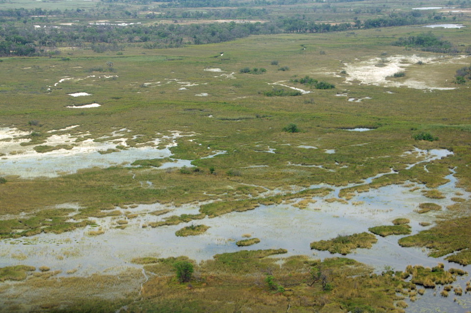 Okavango-Delta aus der Luft gesehen