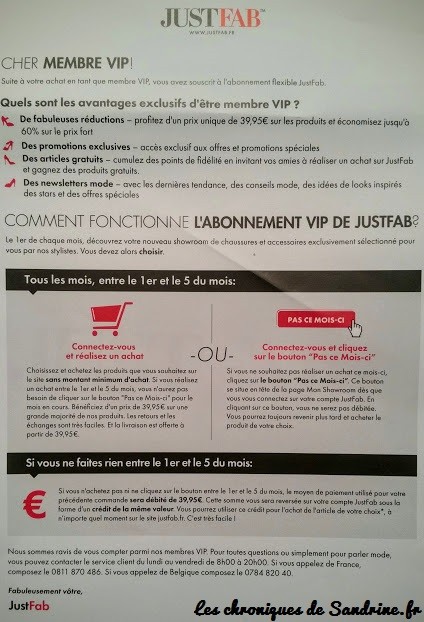 Justfaux pas, l'abonnement caché de Justfab - Les chroniques de Sandrine.fr