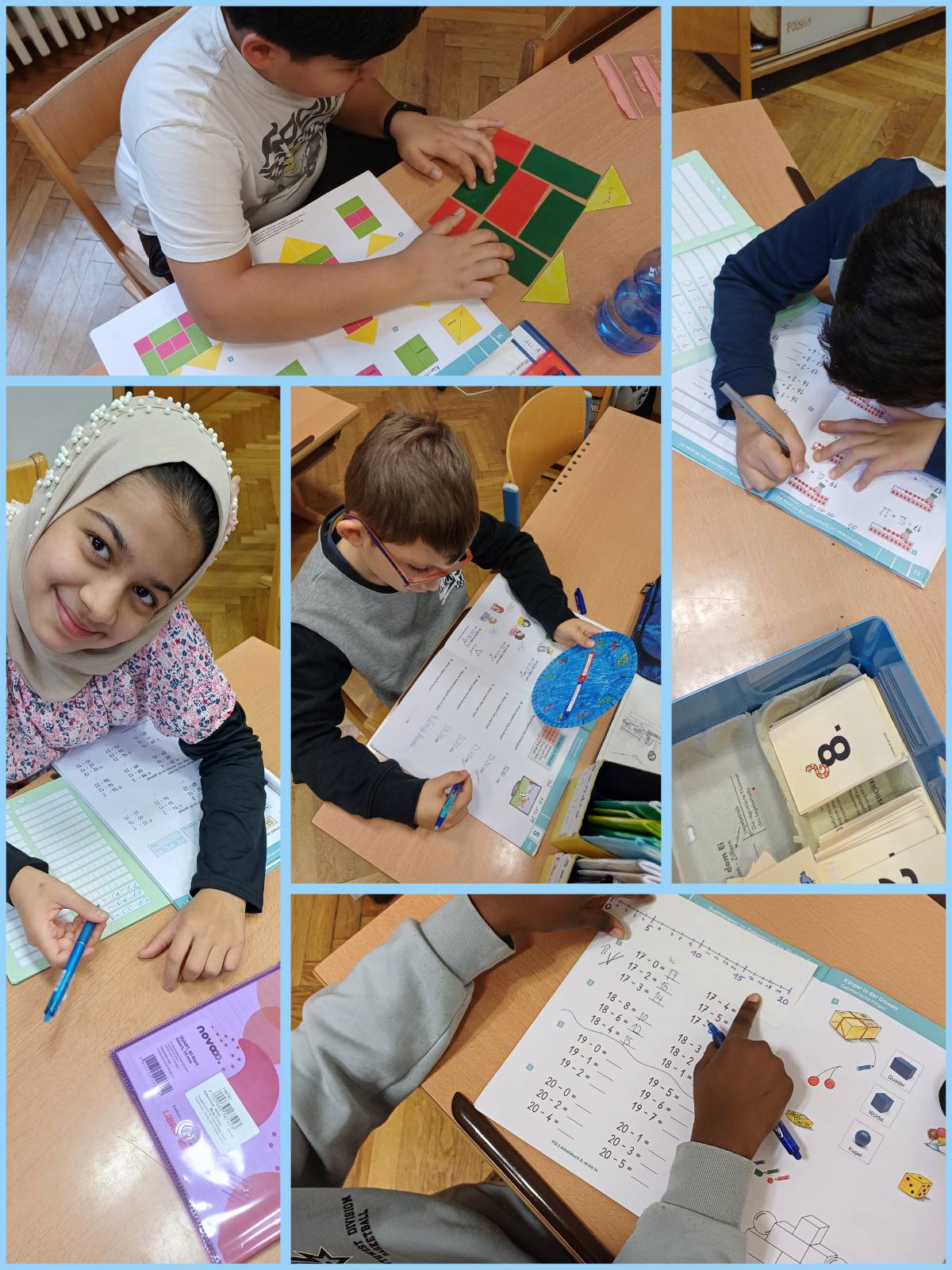 Fleißige Kinder im Mathematik-Unterricht (4.d)