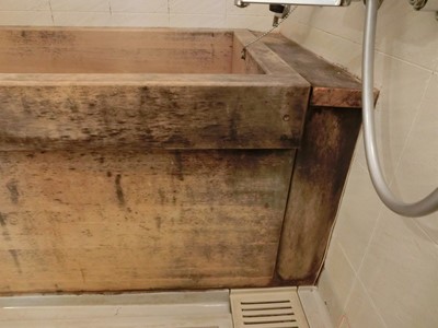 浴槽　ヒノキ　カビ　漂白　白木　黒ズミ