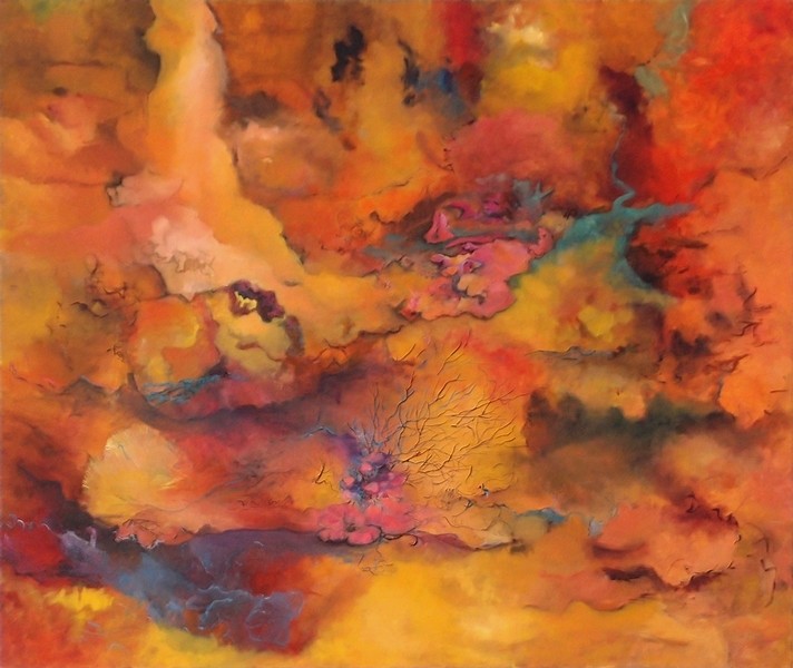 Feuertal 2014; 155 x 130 cm, Öl auf Leinwand 