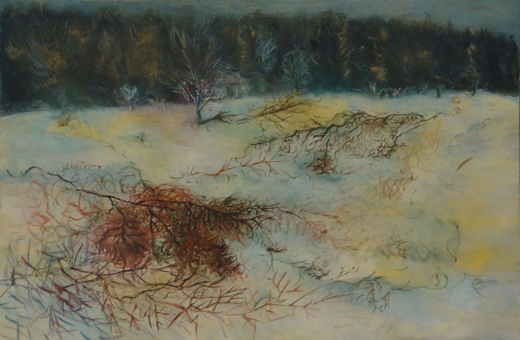Schneeverwehung 2015; 30 x 20 cm Öl auf Kreidepaneel, 