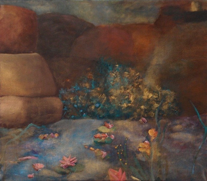 Quelle 2013; 80 x 70 cm, Mischtechnik auf Leinwand